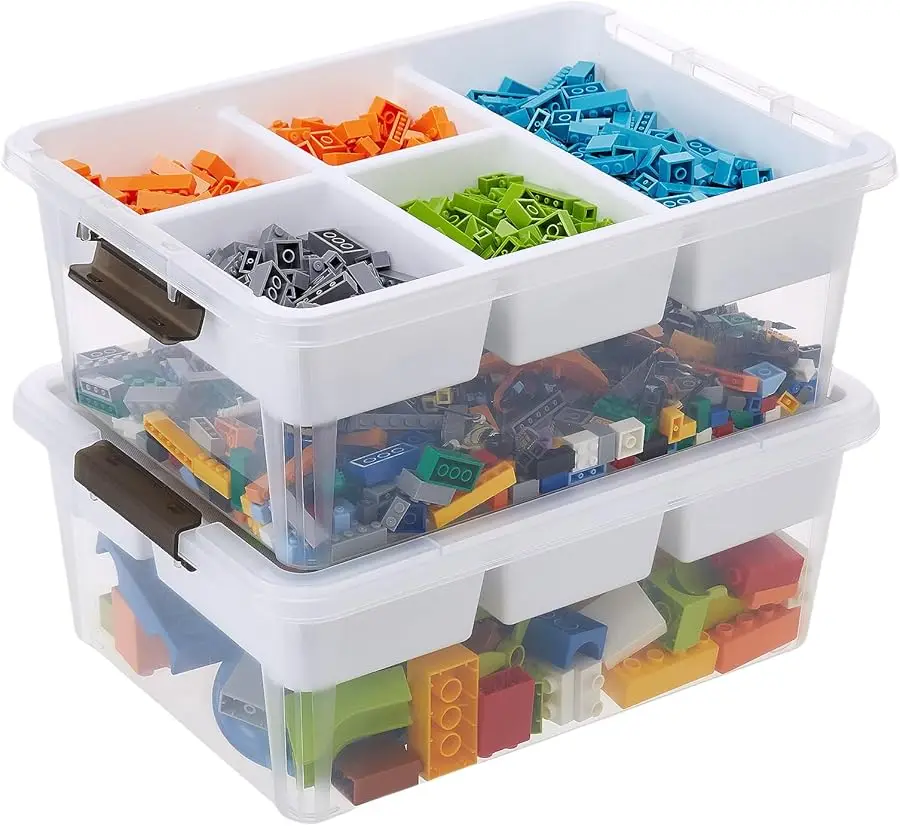 

Plastic Storage Box with Removable Tray Craft Organizers and Storage Clear Storage Container for Organizing Bead, Tool, Sewing,