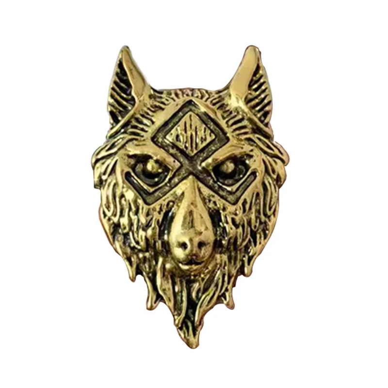 Vintage Metal Animal Wolf Head Brooch Pins for Women and Men Suit Collar Fashion Wedding Badge Jewelry Clothing Accessories