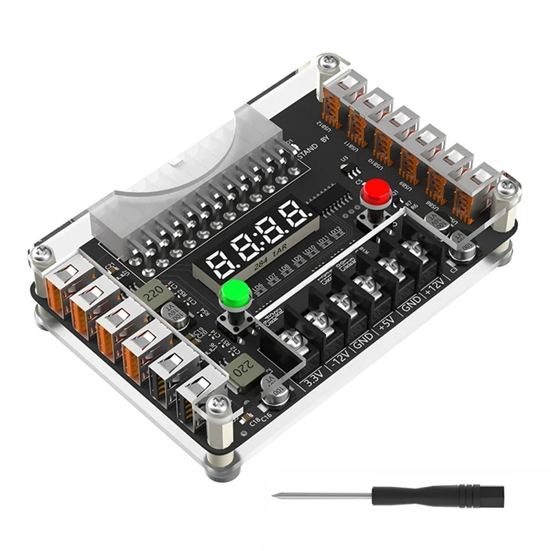 12 Ports USB 3A 3.3V 5V 12V -12V Output Voltage ATX Power Supply Breakouts Board Module With Acrylic Case Kit