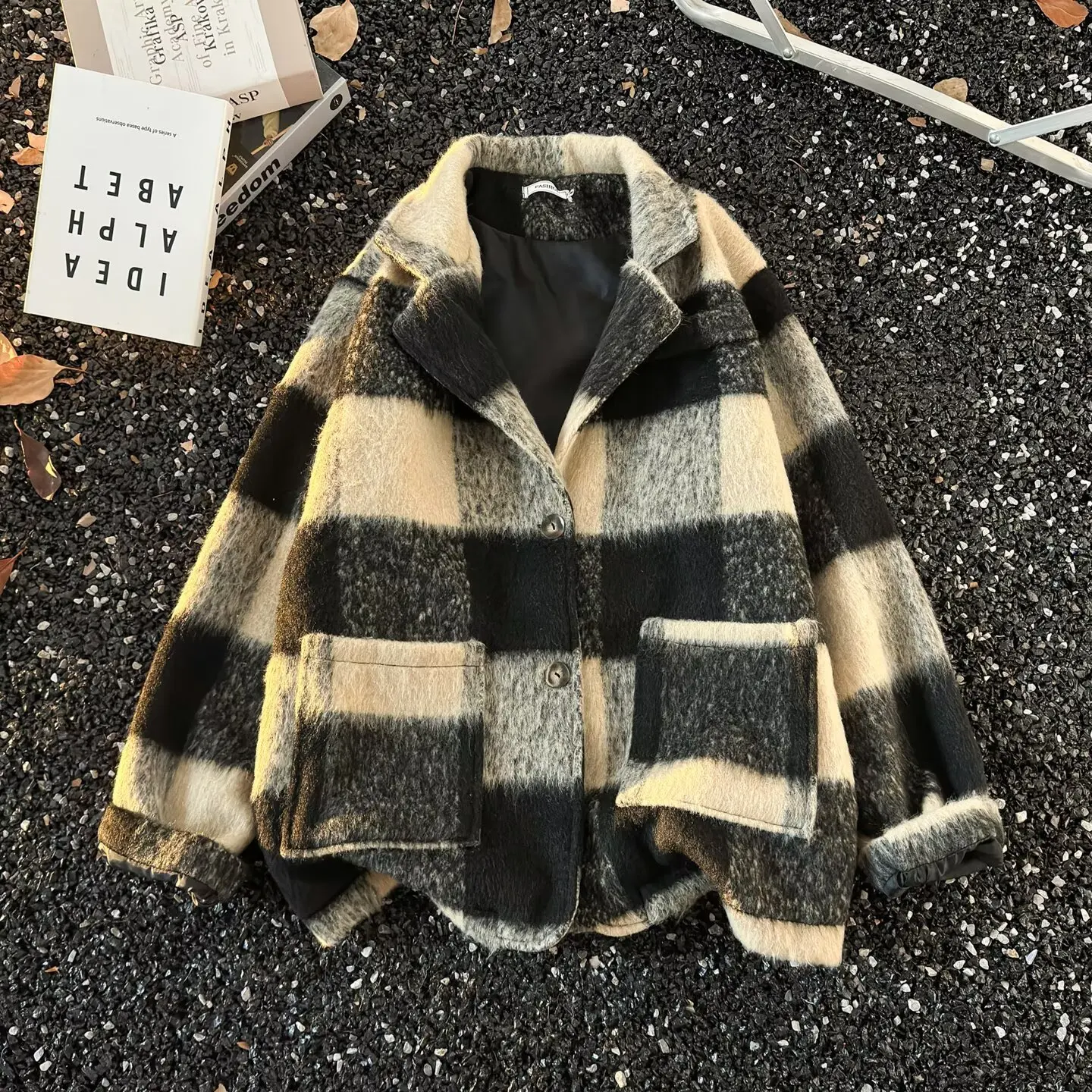 

Мужская повседневная свободная верхняя одежда в американском ретро-стиле, клетчатая, из шерсти и полиэфирного волокна, на пуговицах, для молодежи