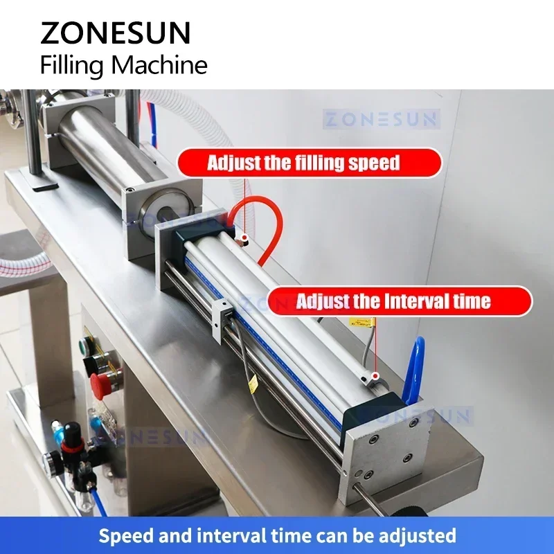 Zonesun Pneumatic Piston Filler Shampoo Bottle Filling Machine Thick Paste Filling Equipment ZS-YTFS1D