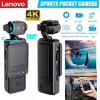 Cámara Deportiva de Bolsillo Lenovo 4K con Pantalla HD de 180° °   Cámara de Video Inalámbrica WiFi Giratoria con Luz de Relleno Integrada y Sensor de Movimiento