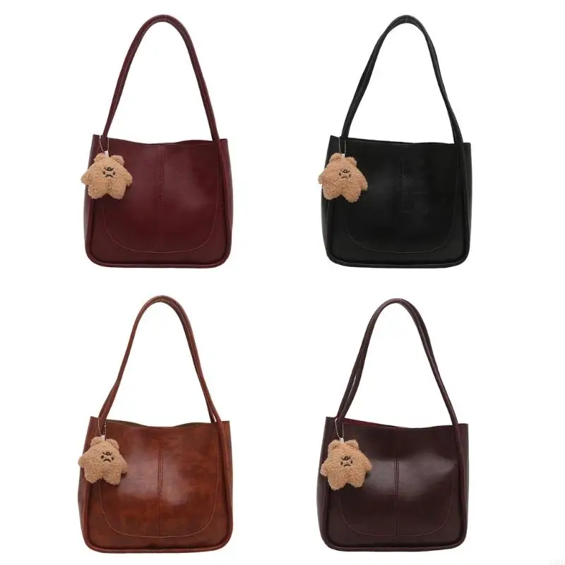 A3PE Elegant Retro Shoulder Bag for Women with Charm Accent and Spacious Interior Underarm Bags Stylish Women's Handbag