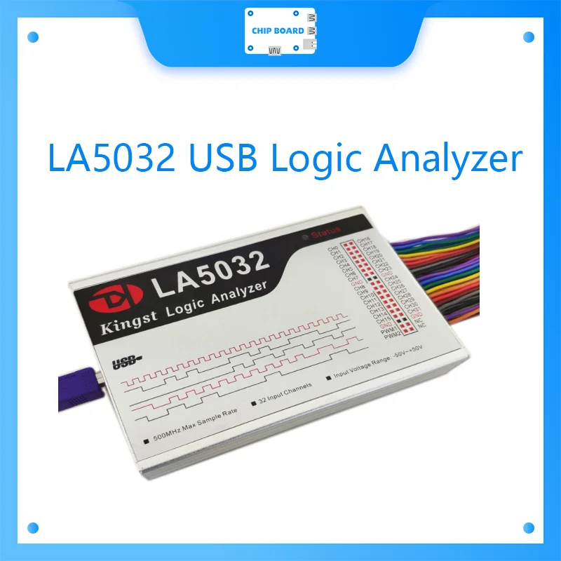 

Kingst LA5032 USB Logic Analyzer 500M max sample rate,32 Channels,10B samples, MCU,FPGA debug tool, English software