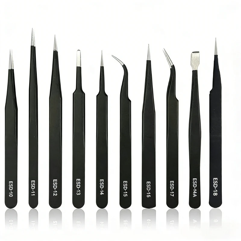 

Precision Long Tweezers Set ESD Anti-Static Stainless SteelTweezers Repair Tools For Electronics Repair Soldering Craft