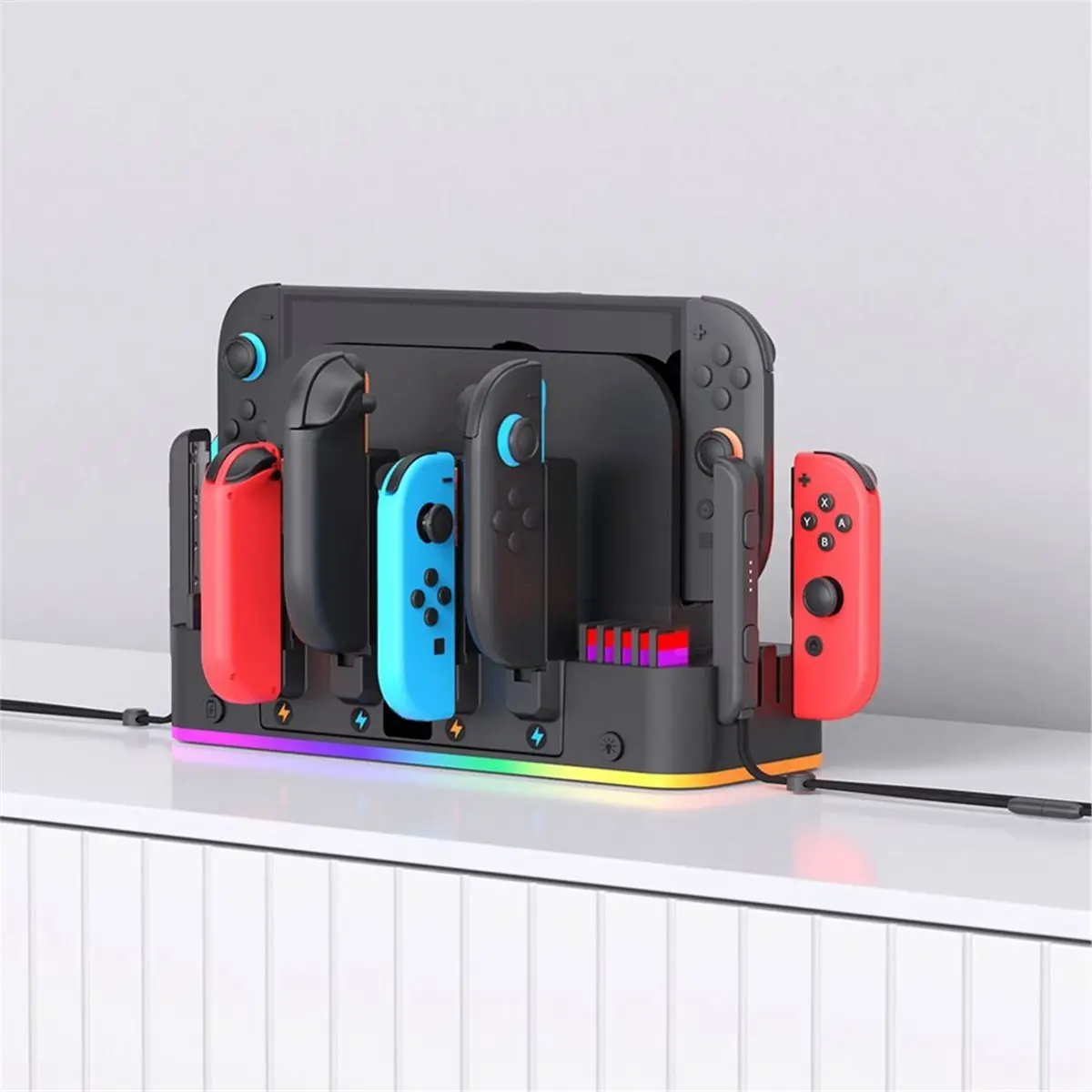Акция: Настенное крепление RGB для Switch 1/2, многофункциональный настенный держатель с RGB-подсветкой, контроллером зарядки и местом для хранения, модель PG-SW2047