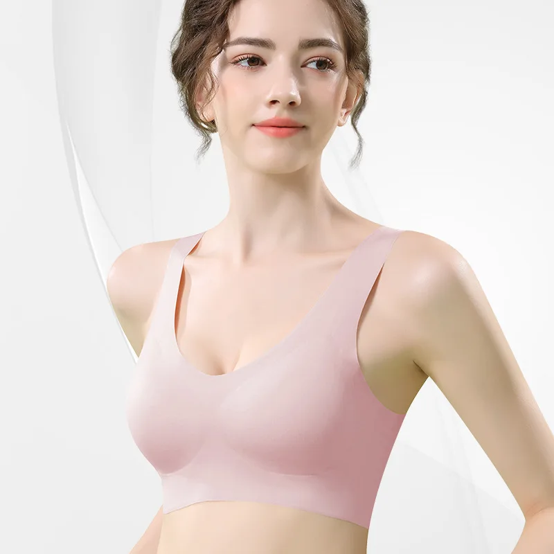 Beautiful Back Large Size Soft Support Push-up Bra for Women, Seamless One-piece, Wire-free, Adjustable Sports Thin Bra