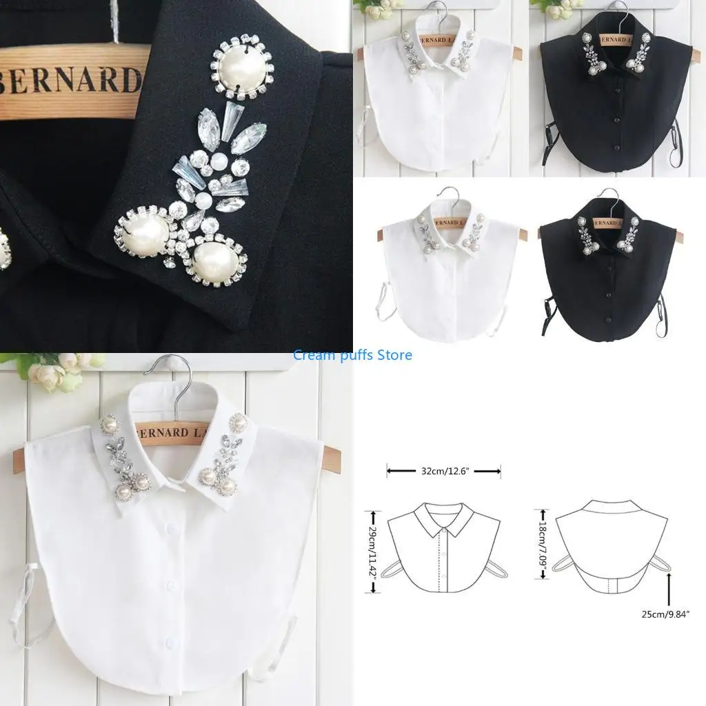 50LE Pearl False Collar Half Shirt Detachable Collar Dickey Collar Faux Collar
