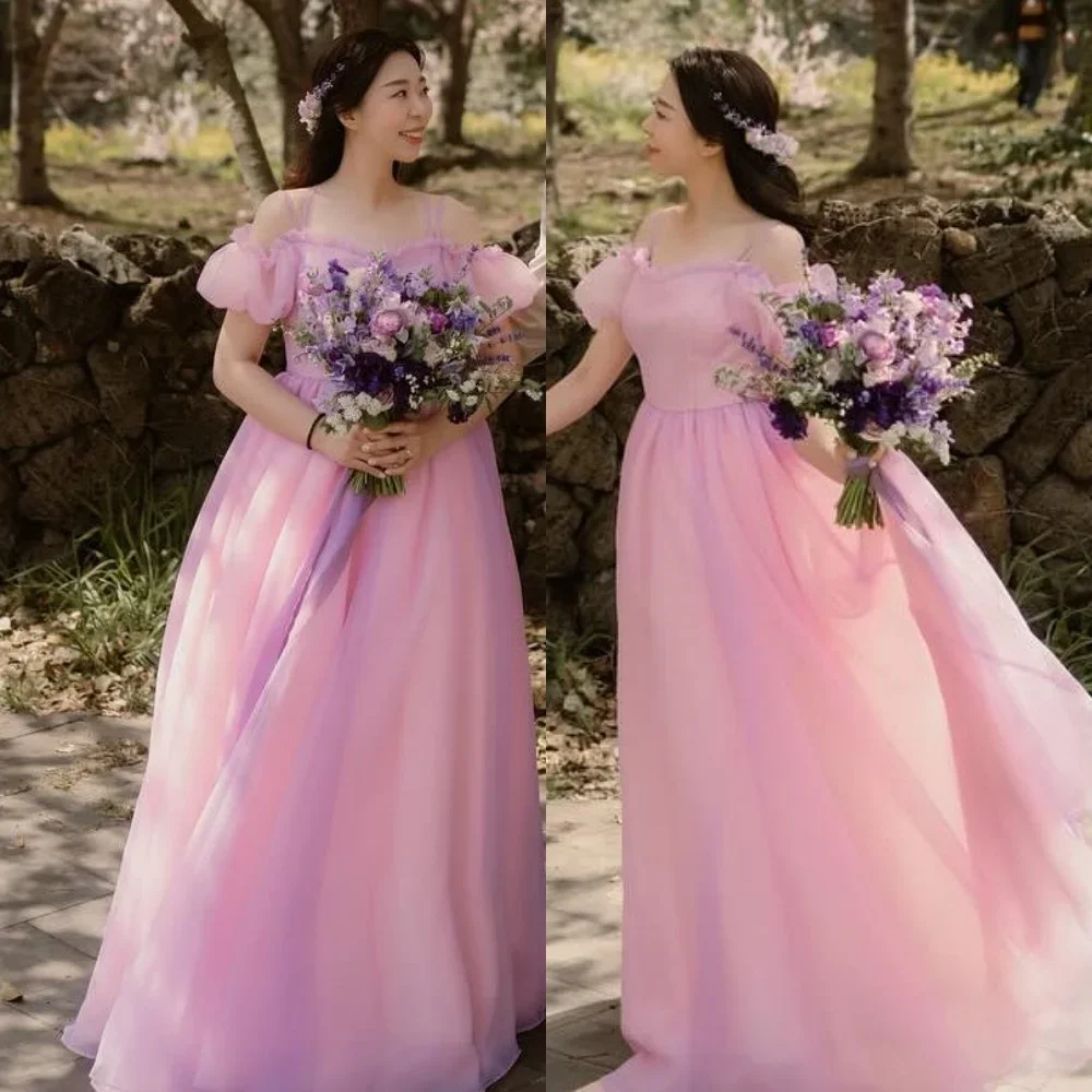 Customized Korea   Exquisite Off-the-shoulder A-line Floor Length Wedding Party Draped Tulle Customized  Mermaid Wedding Dress