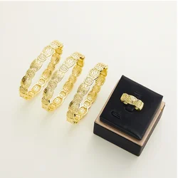 LUIZADA New Fashion Jewelry Set Women's Metal Plated Bracelet Ring Wedding Party Accessories Holiday Exquisite Gifts