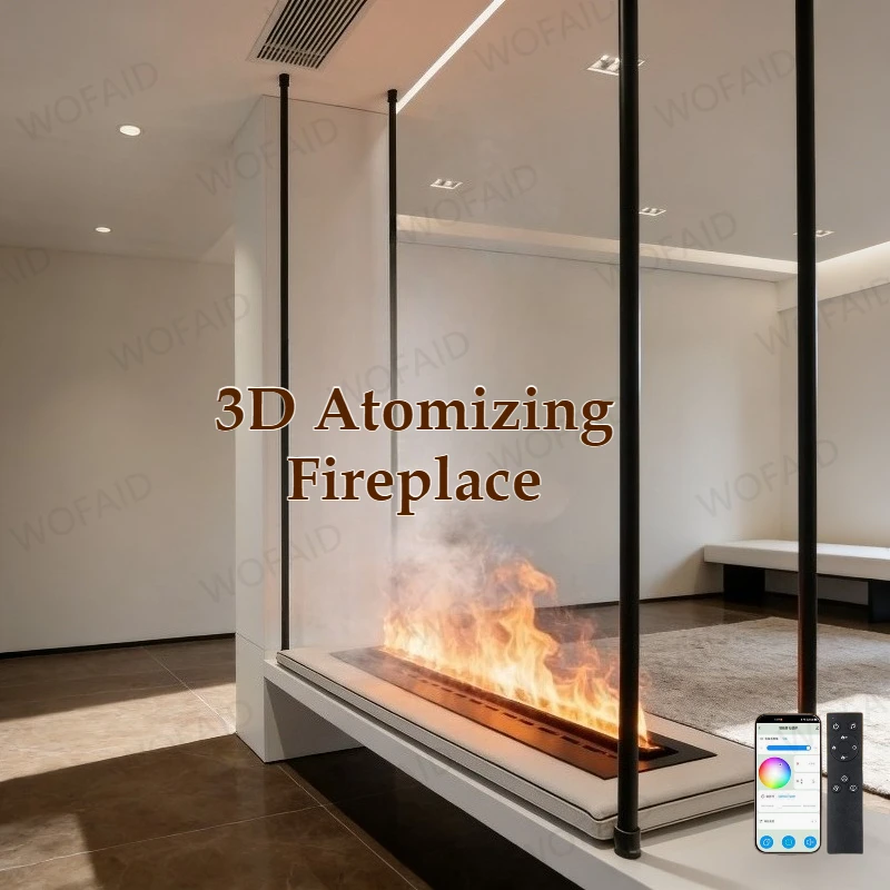 

120cm Ultra Thin Wall Mounted Water Mist Fireplace Slim Design Electric Fireplace with 9 Colors & Crackling Sound,Remote & Touch