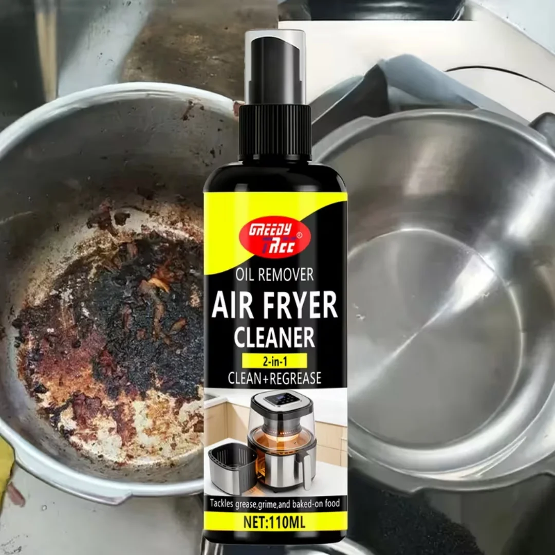 Spray Limpiador para Freidoras de Aire Greedy Tree de 110 ml, 2 en 1, Limpia y Desengrasa, Elimina la Grasa, la Suciedad y los Residuos de Alimentos para Electrodomésticos de Cocina