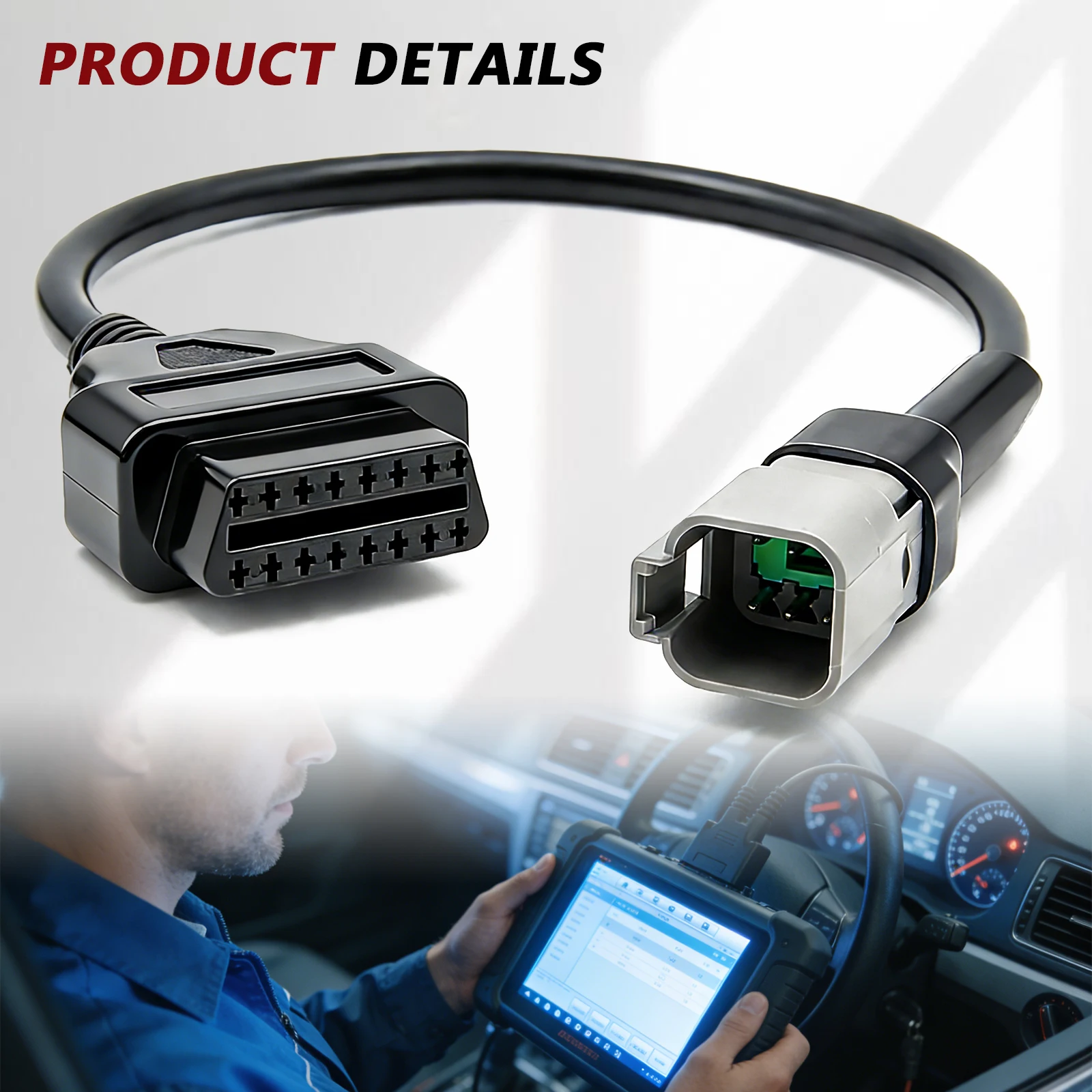6 Pin TO 16PIN OBD2 Diagnostic Cable Adapter For  BRP 6 PIN CAN-AM MOTO ATV UTV All-terrain Vehicle