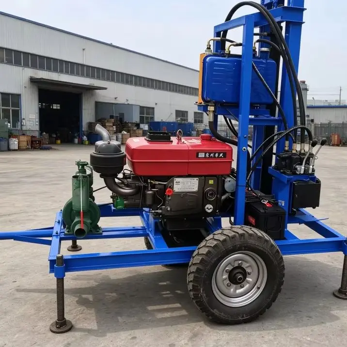 Customized Diesel Hydraulic Wheel Crawler Durable Stable 100M 180M 28HP 35HP Water Well Drilling Rig Machine