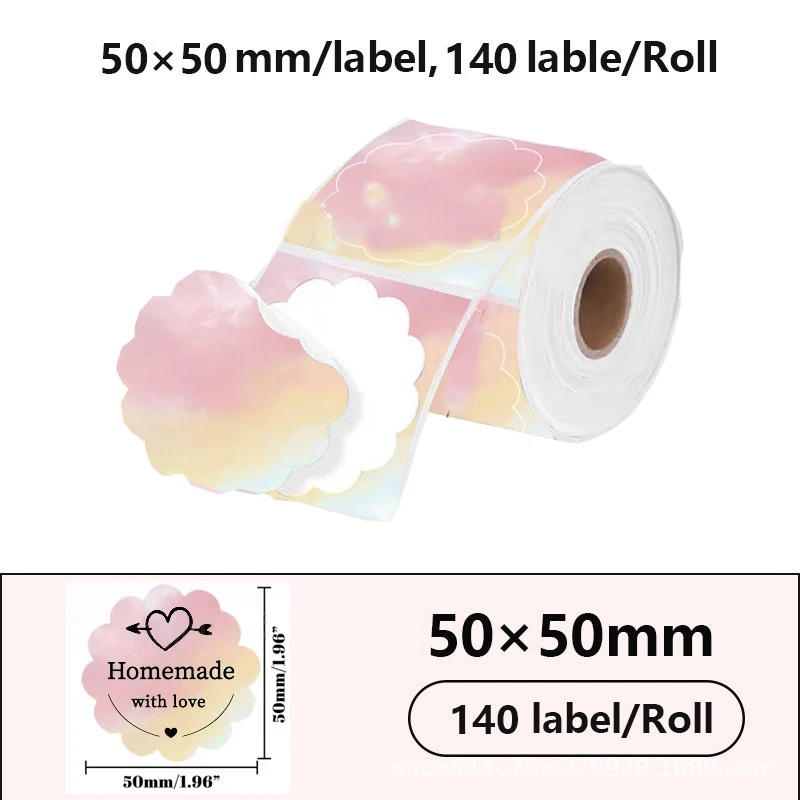 2025 New Launch Favorable adhesive paper Waterproof Tear resistant floral round type Thermal label stickers For Label