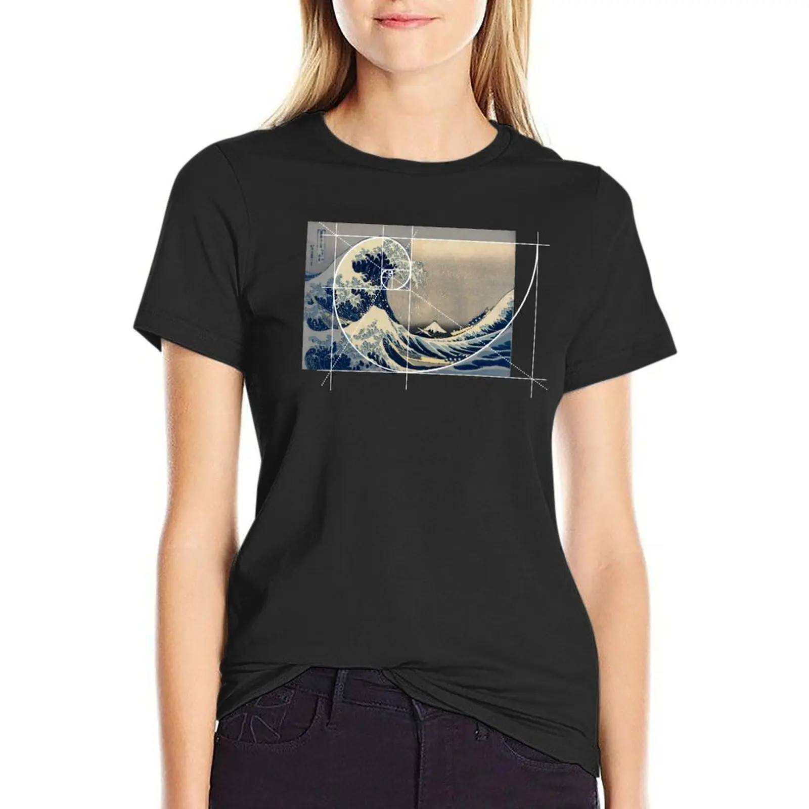 

Hokusai Meets Fibonacci, Golden Ratio, Version T-Shirt heavyweights sweat cute t-shirts for Women