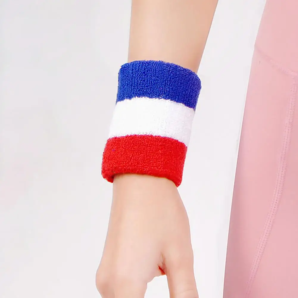 

8cm Sports Wristband RainbowStriped Sweatbands Wrist Support For Men Women Gym Sports Supplies Breathable Elastic Wrist Brace