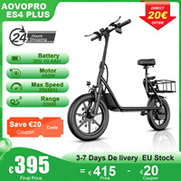 AOVOPRO ES4 PLUS Adult Electric Scooter with Seat 450W Motor 36V 10.4Ah Long Range 30KM 14 Inch Tires Outdoor Electric Scooter