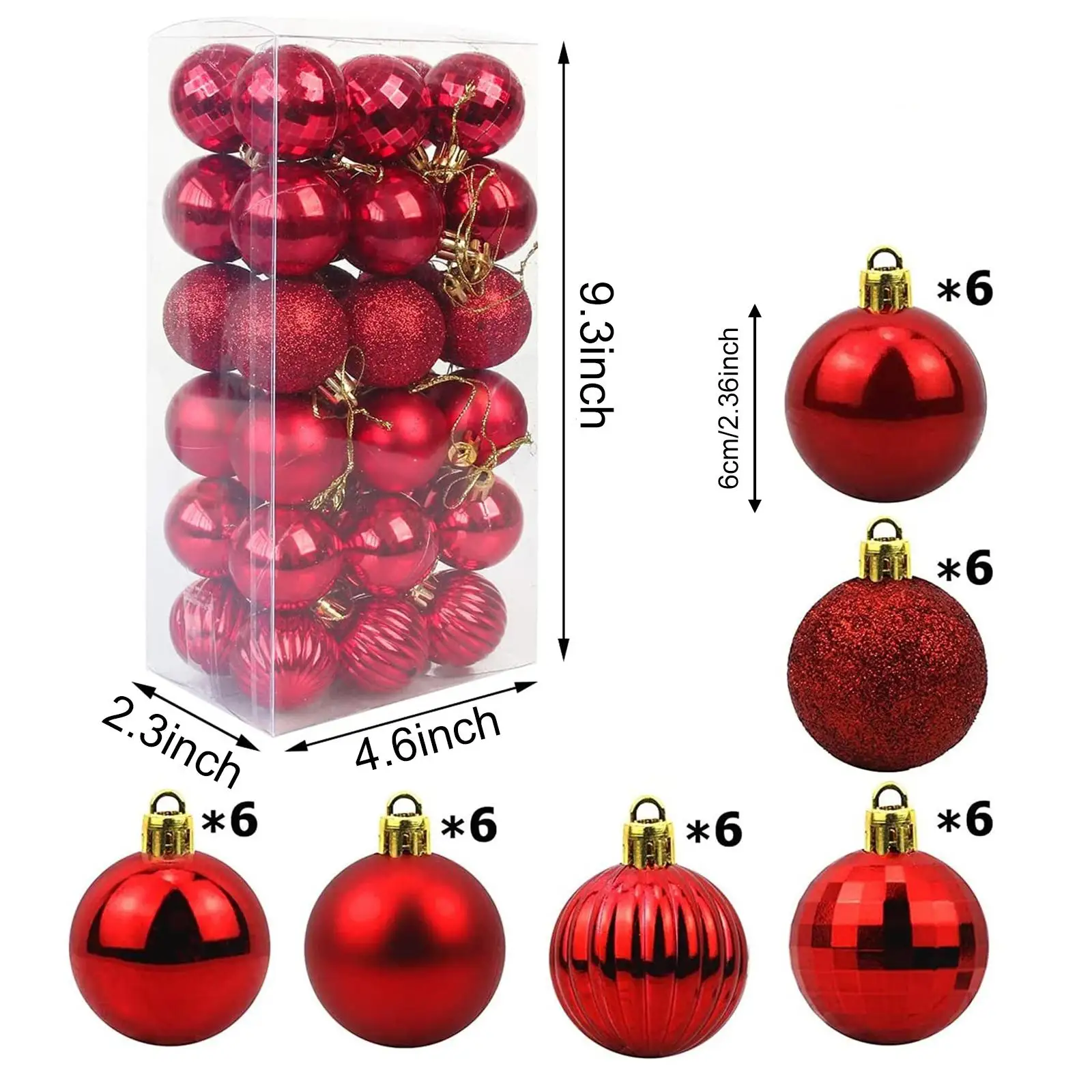 36pcs 6cm Christmas Ball Decoration Set christmas tree hanging balls ornaments Baubles for holiday party wedding xmas decorative