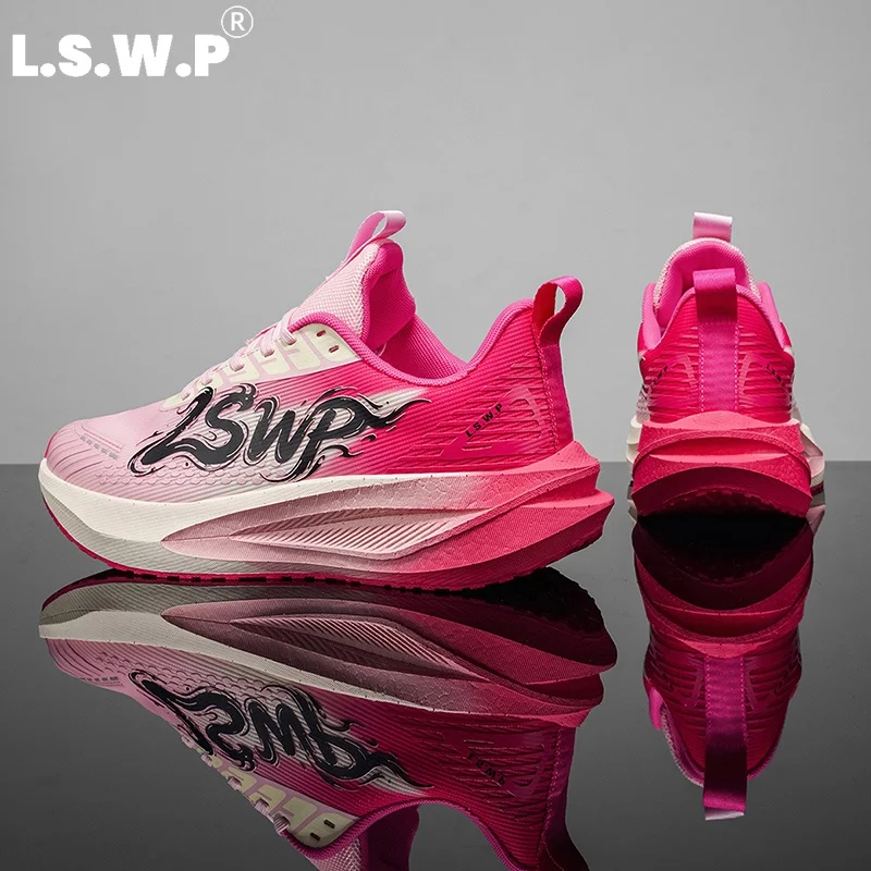 Men's Running Shoes, Tennis Shoes, Fly-Knit Carbon Plate Running Shoes, Breathable Mesh for Rapid Heat Dissipation, High-Elastic Midsole for Cushioning and Shock Absorption, Non-Slip Outsole for Enhanced Stability, Chinese-Style Graffiti Gradient Color Scheme, Suitable for Physical Testing, Speed Racing, and Outdoor Jogging.