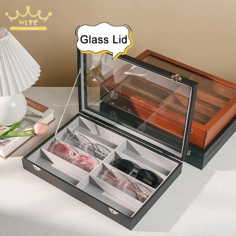 

Large-Capacity 34x25cm Eyeglass Storage Case with Transparent Lid Dust-Proof Storage Case for Sunglasses