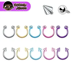 5pcs ASTM F136 Titanium Horseshoe Piercing Intemal Thread Nose Ring U Shape Hoop Ear Septum Helix Lip Tragus Piercing Jewelry
