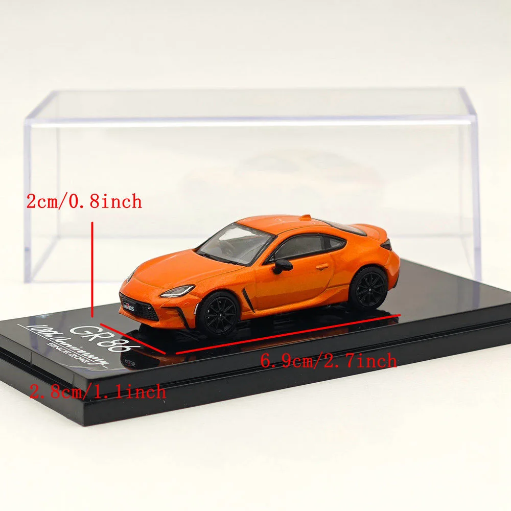 Hobby Japan 1:64 for GR86 RZ 10th Anniversary Limited With Genuine optional rear spoiler Flame Orange HJ643048P Models Car