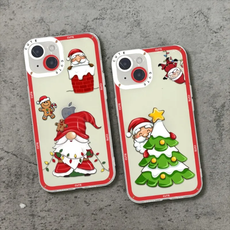 

New Year Gifts Snow Elk Merry Christmas Phone Case for IPhone 13 12 11 14 Pro Max Mini 14 Plus 12MINI Creative Transparent Cover