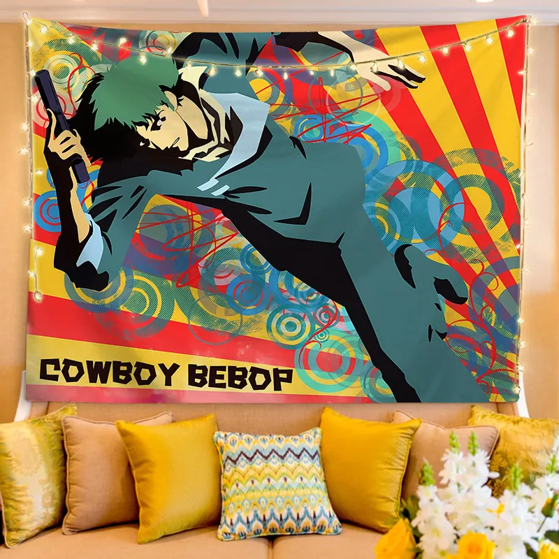 Tapiz de dibujos animados de Cowboy Bebop Spike, decoración para colgar en la pared para casa de alquiler y dormitorio, tela decorativa para pared para renovación de habitaciones de alquiler