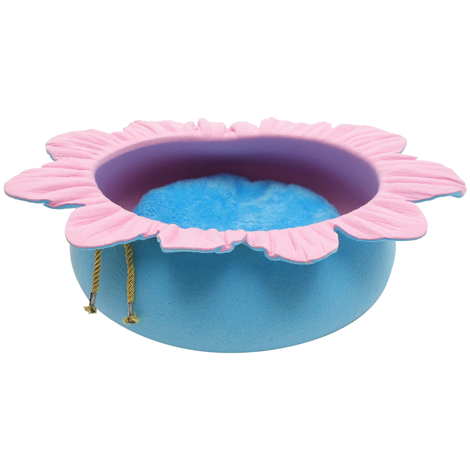 

Adorable Chrysanthemum Nest Cat Bed Puppy Blanket Sleeping Cushion Blue Felt Cloth