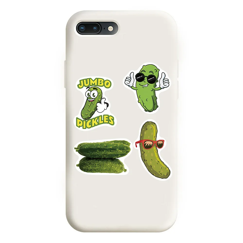 10/30/50 個グリーン漫画ピクルスキュウリ落書きステッカースーツケーススケートボードラップトップ荷物電話スタイリング DIY デカール