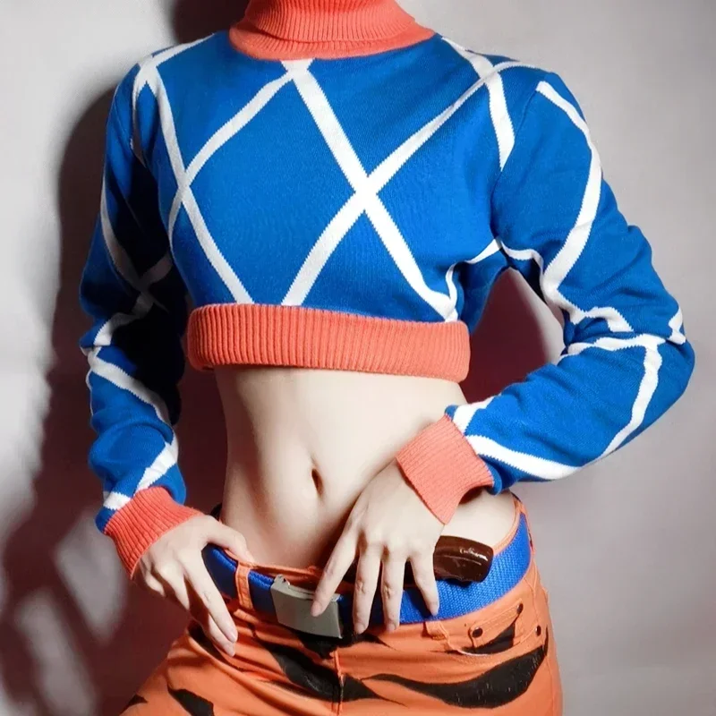 Japan Anime JoJo's Bizarre Adventure Cosplay Costumes Guido Mista Sweater Fashion Sexy Woolen Knitwear Tops Coat