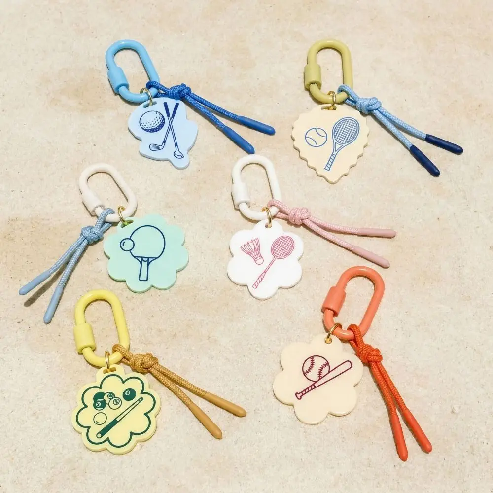 Weave Rope Rope Woven Acrylic Keychain Contrasting Color Golf Sports Series Pendant Tennis Football Bag Chain Charms