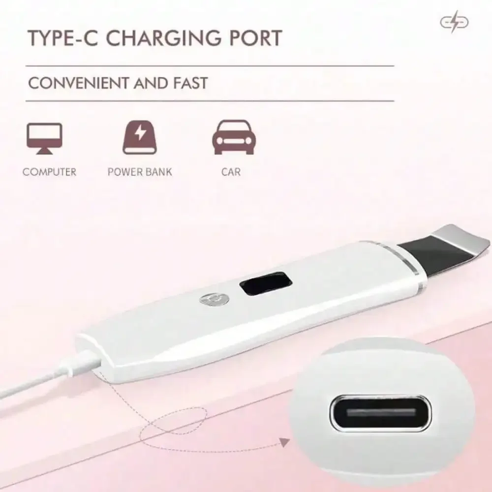 EMS Ultrasonic Skin Scrubber Vibration Facial Spatula Peeling Shovel Ion Acne Blackhead Remover Clean Cavitation Face Massager
