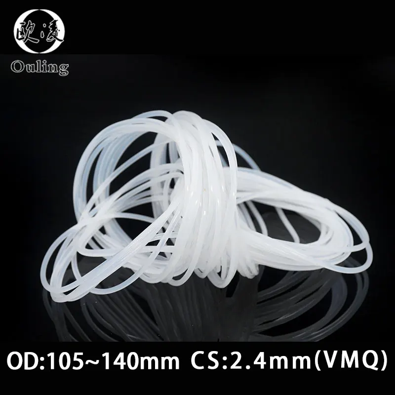 2PCS/Lot White VMQ O‑Ring CS2.4mm OD105-140mm Good Elasticity Silicone Rubber Gasket Washer For Machinery Plumbing Sealing