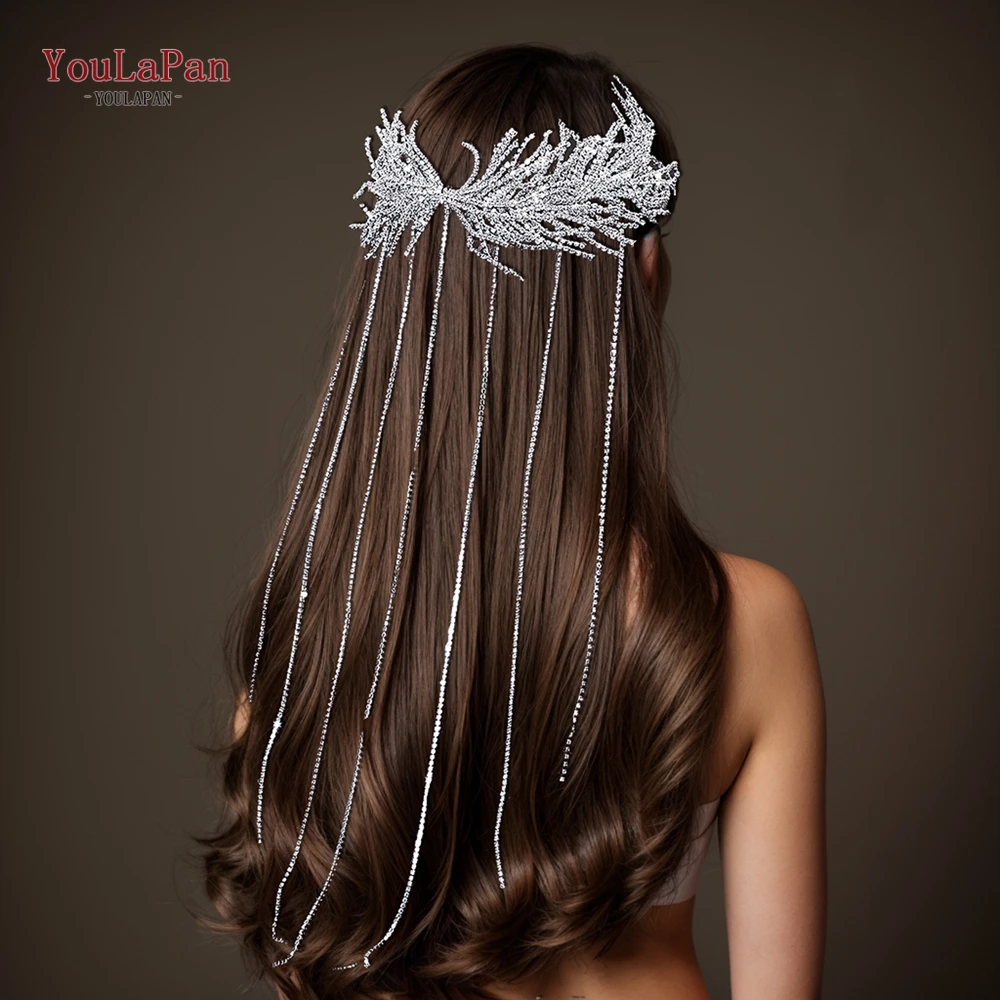 YouLaPan Bridal Sparkly Headband Handmade Drill Chain Headdress Wedding Hair Accessories Woman Banquet Bride Head Hoop HP639