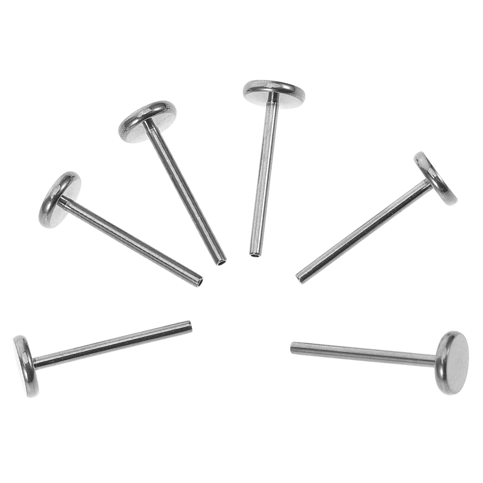 

6pcs Titanium Alloy Lip Piercing Studs Bars Labret Parts Body Jewelry Nose Septum Lips Stud Decor Party Daily Wear Replacement