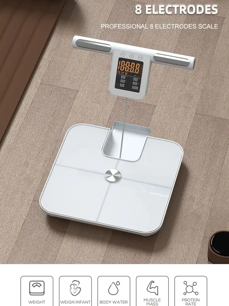Scale for Body Weight and Fat Percentage, 8 Electrodes High Precision Scale for BMI 20 Body Composition Measurement, FSA or HSA