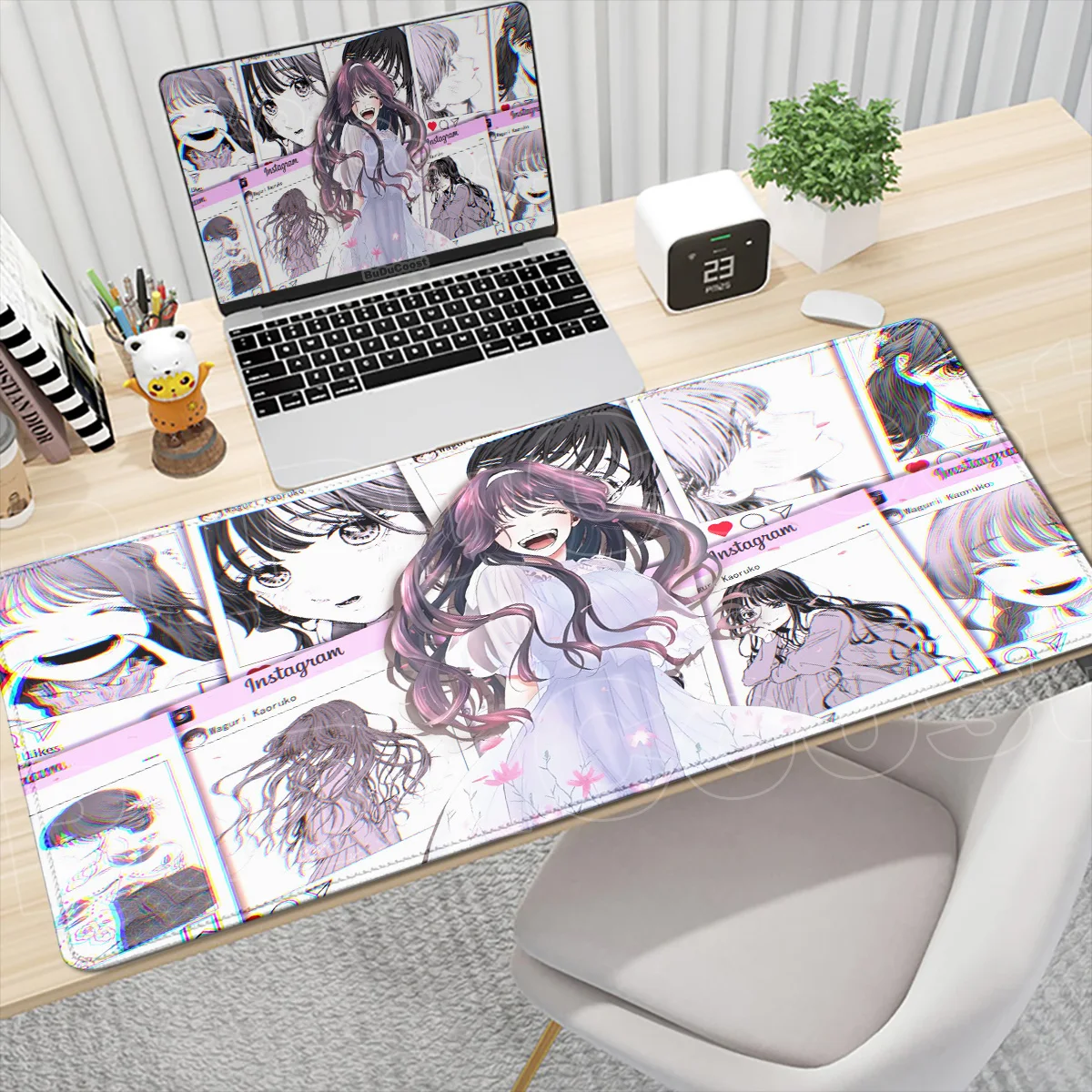 Kawaii Kaoruko Waguri Mousepad New animation The Fragrant Flower Blooms with Dignity Keyboard Mat Office accessories XXL des mat
