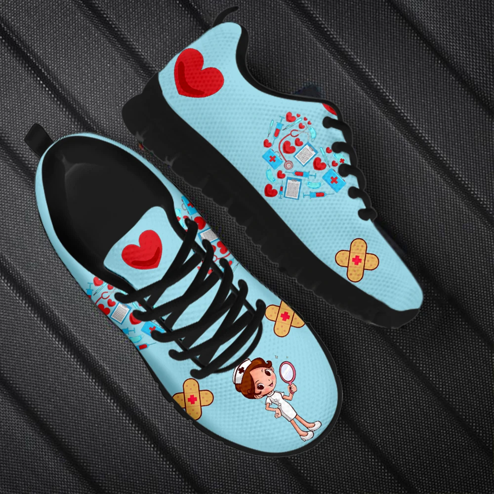 INSTANTARTS 2023 New Nurse Shoes High Quality Casual Sneakers Kawaii Nurse Girls Medical Print Flat for Women Tennis Zapatillas