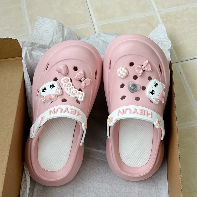 

Women's EVA Clogs & Mules Casual Cartoon Cat Cute Hole Shoes Thick-Soled Non-Slip Sandals Girl's Slides Chunky Shoes