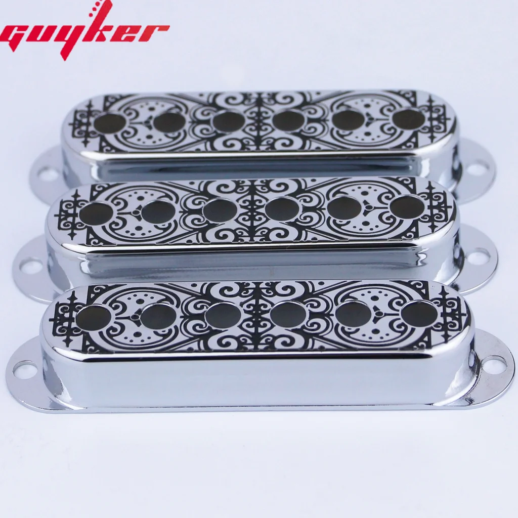 3pcs Single Coil Guitar Pickup Copper Cover Pole Spacing 52mm Window Flower Surface Available In Three Colors