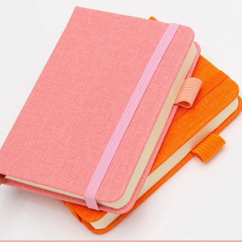 100 ورقة A7 دفتر صغير سميك مربع صفحة فارغة المفكرة إعادة الملء قماش الكتان الحبوب المحمولة جيب مذكرة مخطط العمل