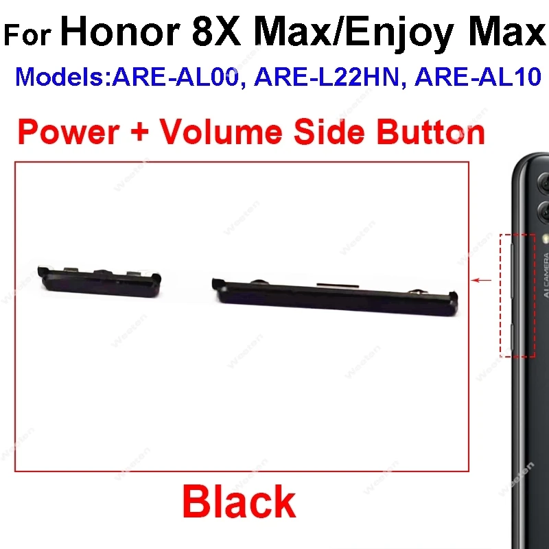 on/off Power Volume Side Button For Huawei Honor 8X 8C 8A 8X Max Enjoy Max Power Key & Volume Switch Sidekey Repalcement Parts