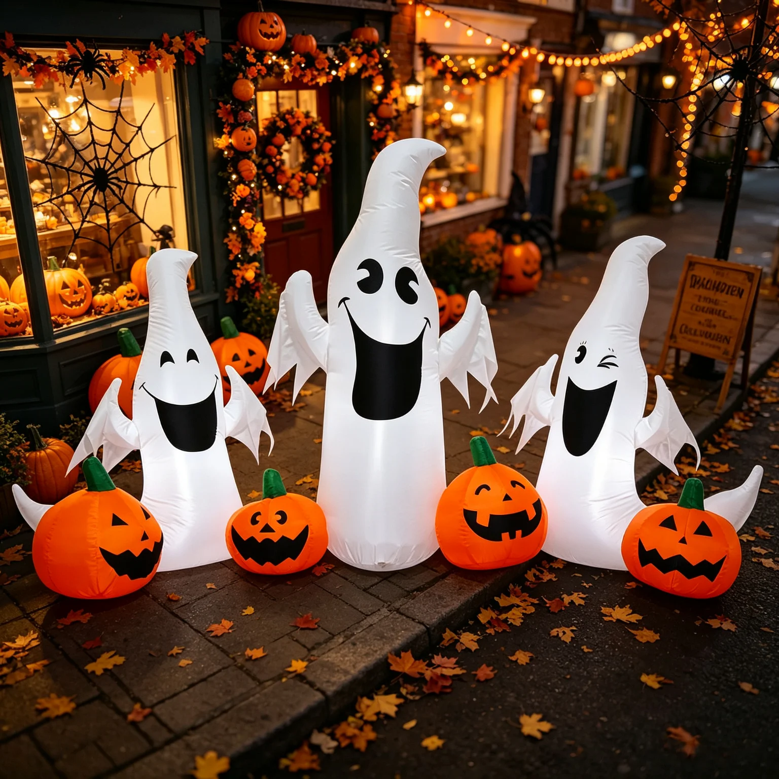 Halloween Inflatable Outdoor Decoration (8 Feet 3 Ghosts and 4 Pumpkins)