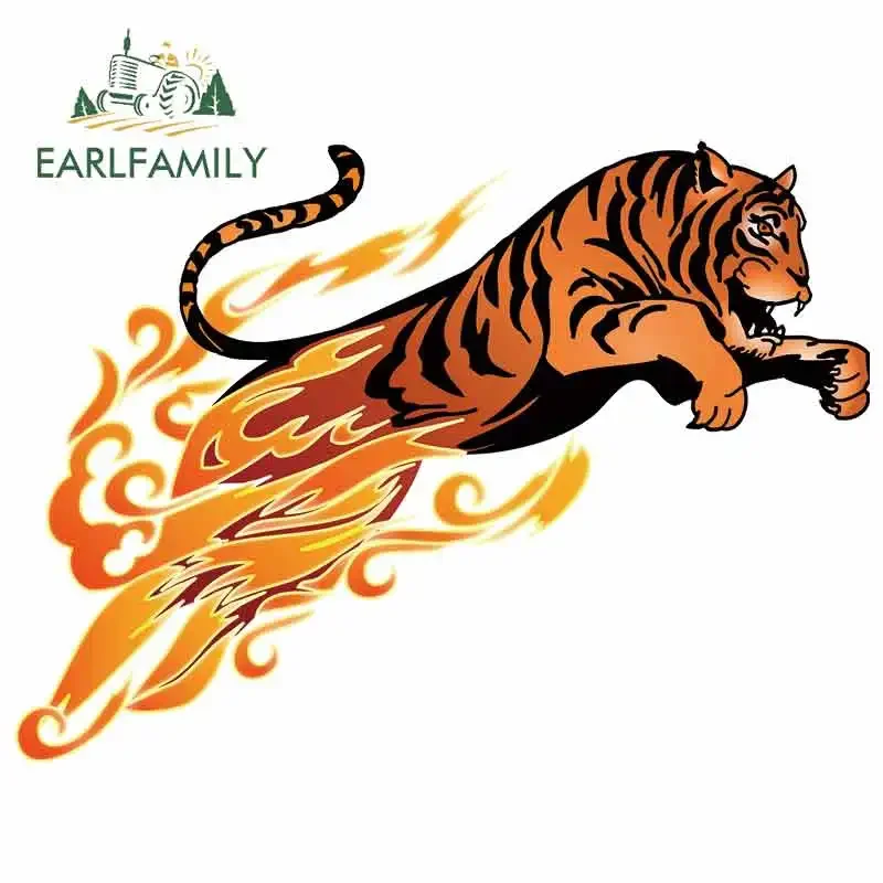 EARLFAMILY 13cm x 9.5cm For Jumping Tiger Car Accessories Stickers Auto Air Conditioner Decal Bumper Decoration For VAN RV