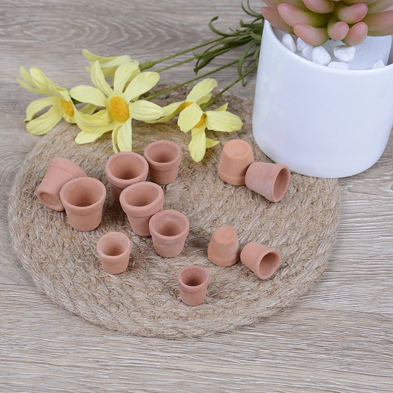 12Pcs Miniature Flower Pots Handmade Red Clay 1/12 Scale Dollhouse Garden Decorative Items for Home view 5