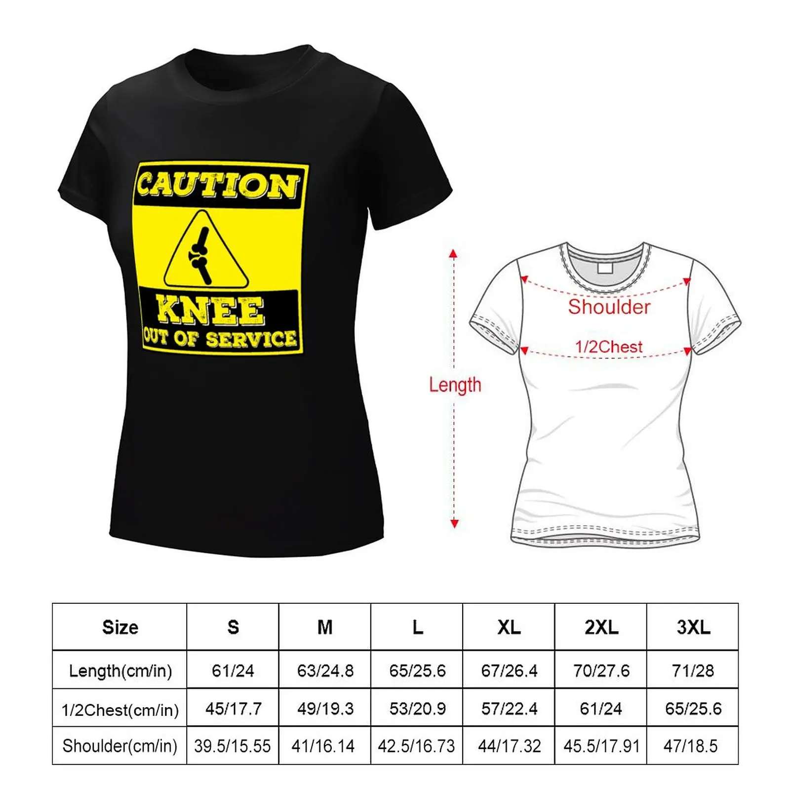 Caution Knee Out Of Service T-Shirt quick-drying blacks sweat customs design your own t-shirt dress for Women graphic