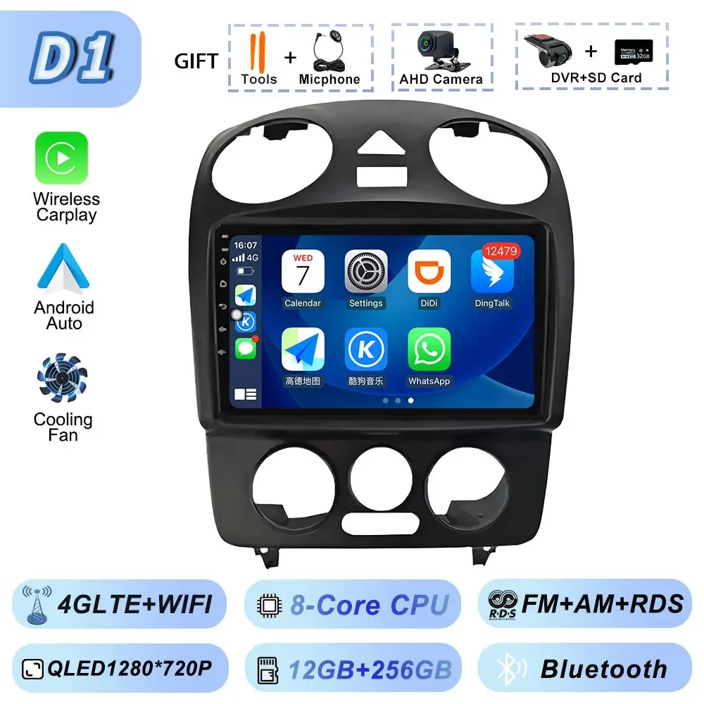 Carplay Auto Android Srereo Android 15 voor VW Volkswagen Kever 2000-2012 Auto Video Radio Multimedia GPS Navigatie Speler DVD