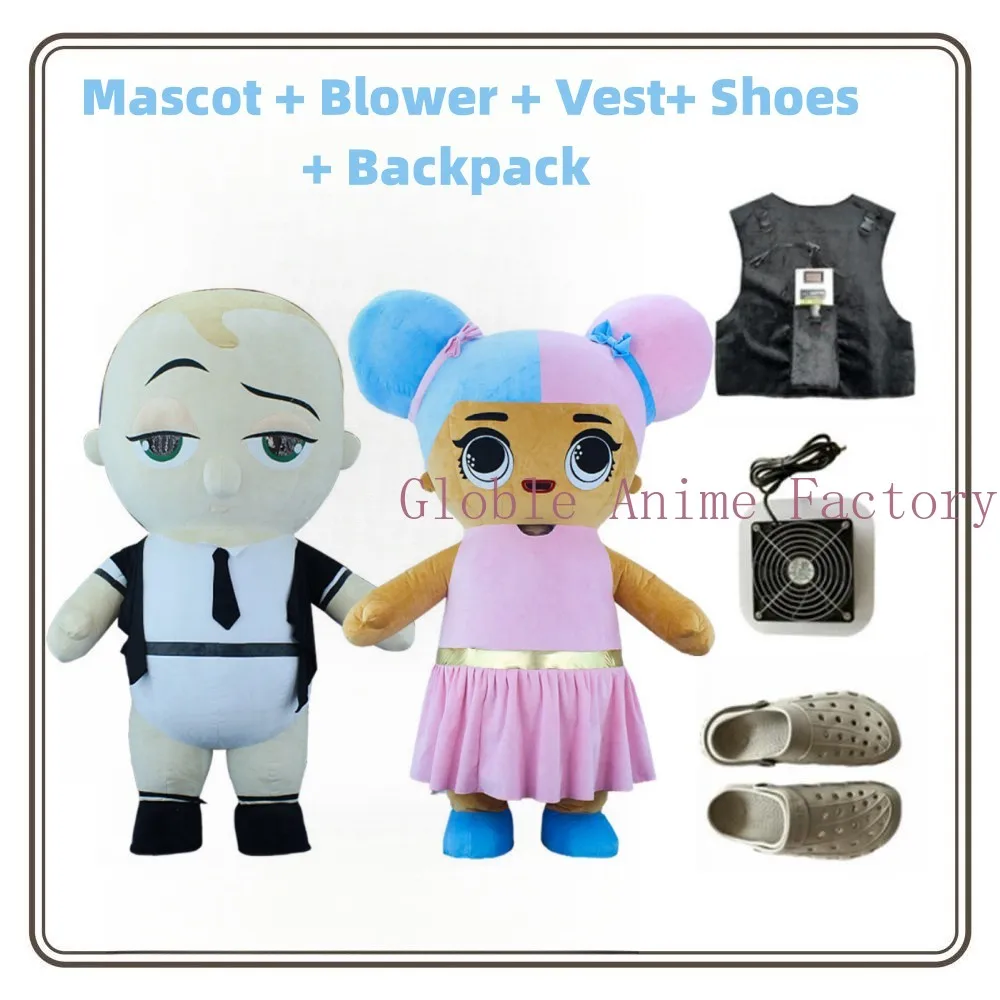 

2pcs Inflatable Both Baby Boy And Girl Mascot Costume Suit Animal Character Inflated Garment for Party Events Adult Cosplay